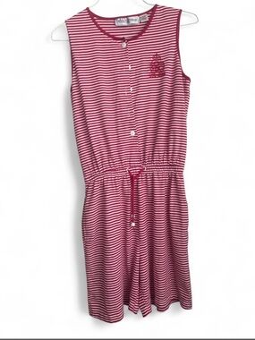 Vintage Needle & Thread Red and White Striped Sleeveless Womens Romper